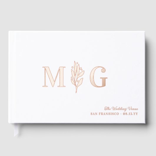 Elegant Berry Twig 2 Initial Monogram Wedding Gästebuch (Vorderseite)