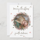 Elegant Berry Wreath Foto Weihnachten (Vorderseite)