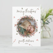 Elegant Berry Wreath Foto Weihnachten (Stehend Vorderseite)