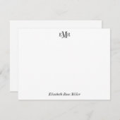 Elegant Beruflich Chic Black 3 Monogram Initial Mitteilungskarte (Vorne/Hinten)