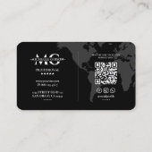 Elegant Beruflich Global World Map Black Gray Visitenkarte (Rückseite)