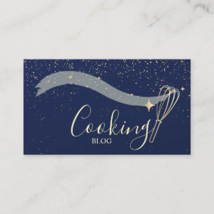 Elegant Beruflich, Gold, Navy Blue, Whisk, Kochen Visitenkarte