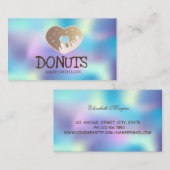 Elegant Beruflich, holografisch, Donuts, Bäckerei Visitenkarte (Vorne/Hinten)