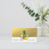 Elegant Beruflich,Imitate Gold,Ananas-Blume Visitenkarte (Stehend Vorderseite)