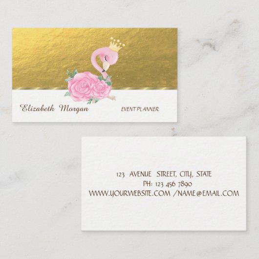 Elegant Beruflich, Imitate Gold, Baby Pink Flaming Visitenkarte (Vorne/Hinten)
