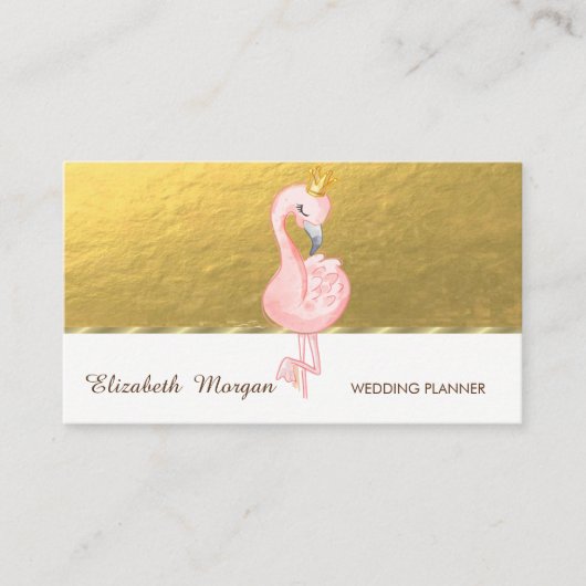 Elegant Beruflich, Imitate Gold, rosa Flamingo Cro Visitenkarte (Vorderseite)