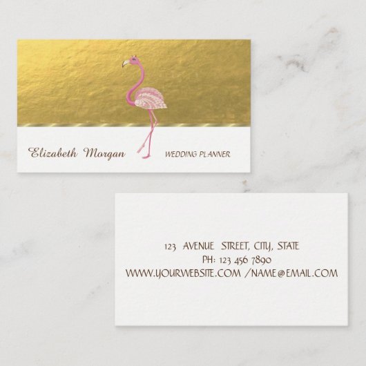 Elegant Beruflich, Imitate Gold, rosa Flamingo Visitenkarte (Vorne/Hinten)