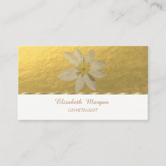 Elegant Beruflich,Imitate Gold,White Daisy Visitenkarte (Vorderseite)