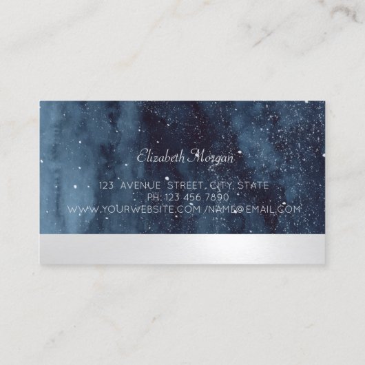 Elegant Beruflich Mandala Navy Blue Visitenkarte (Rückseite)