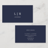 Elegant Beruflich Simple Monogram Navy Visitenkarte (Vorne/Hinten)