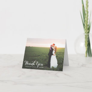 Elegant beschriftete Foto-Hochzeits-Dankeskarten Dankeskarte