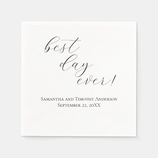 Elegant Best Day Ever Script Wedding Napkins Serviette (Vorderseite)