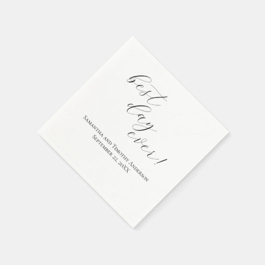 Elegant Best Day Ever Script Wedding Napkins Serviette (Ecke)