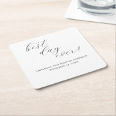Elegant Best Day Ever Script Wedding Rechteckiger Pappuntersetzer (angewinkelt)