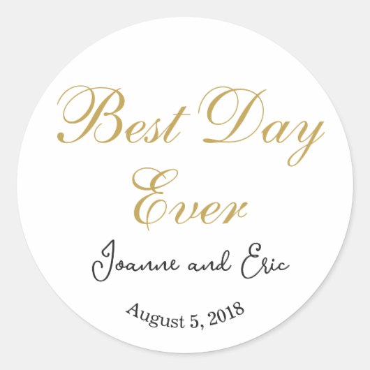 ELEGANT BEST DAY JE GASTGESCHENK HOCHZEIT STICKERS (Vorderseite)