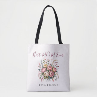 Elegant Best Mom Ever Floral Tote Bag Tasche