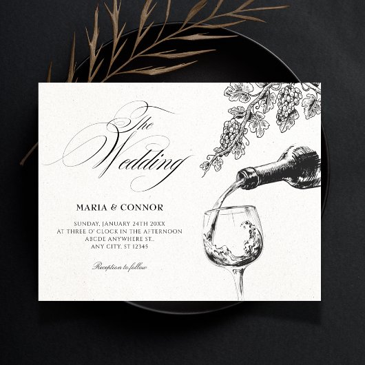 Elegant beverage wine wedding  einladung