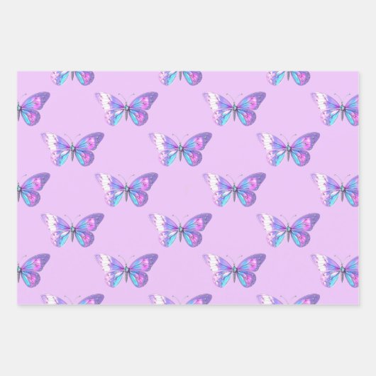 Elegant B'fly Wrapping Paper Flat Sheet Set of 3 Geschenkpapier Set (Vorderseite 3)