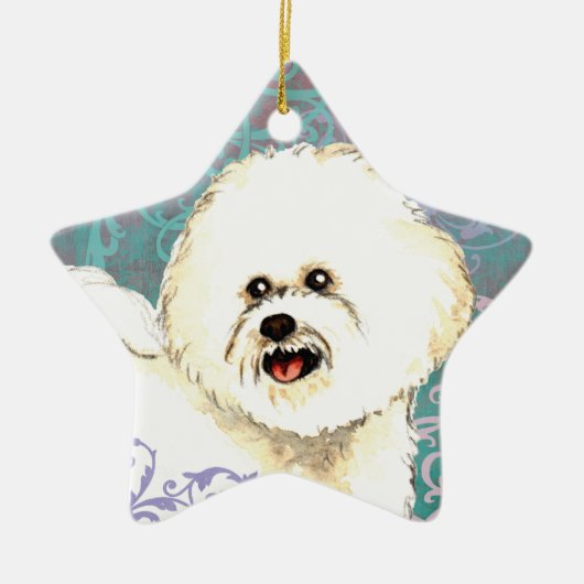 Elegant Bichon Frise Keramik Ornament (Vorne)