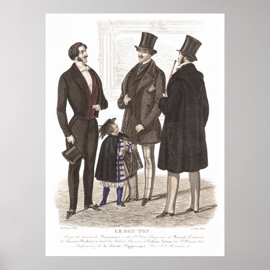 Elegant Biedermeier Gentlemen in Top Hats Poster (Vorne)