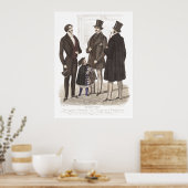 Elegant Biedermeier Gentlemen in Top Hats Poster (Küche)