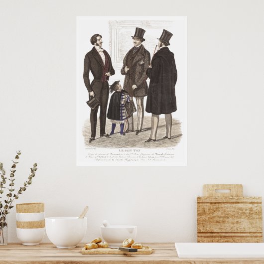 Elegant Biedermeier Gentlemen in Top Hats Poster (Küche)