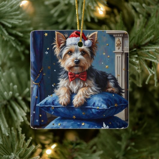 Elegant Biewer Terrier Dog Velvet Christmas Keramikornament (Baum)