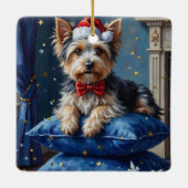 Elegant Biewer Terrier Dog Velvet Christmas Keramikornament (Rückseite)