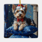 Elegant Biewer Terrier Dog Velvet Christmas Keramikornament (Vorderseite)