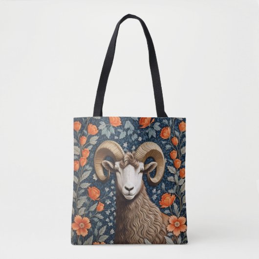 Elegant Big Horn Sheep William Morris Inspired  Tasche (Vorderseite)