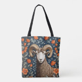 Elegant Big Horn Sheep William Morris Inspired  Tasche (Rückseite)