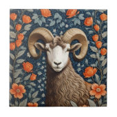 Elegant Big Horn Sheep William Morris Inspiriert Fliese (Vorderseite)