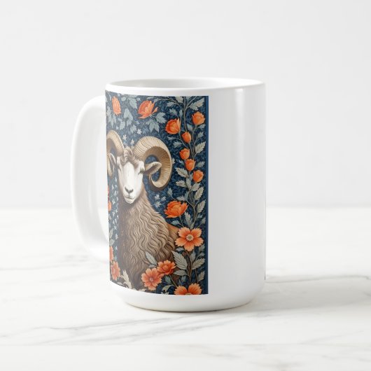 Elegant Big Horn Sheep William Morris Inspiriert Kaffeetasse (Vorderseite Links)