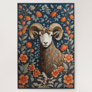 Elegant Big Horn Sheep William Morris Inspiriert Puzzle
