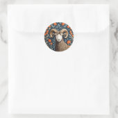 Elegant Big Horn Sheep William Morris Inspiriert Runder Aufkleber (Tasche)