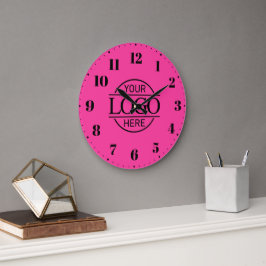 Elegant Bight Pink Branded Company Business Logo Große Wanduhr
