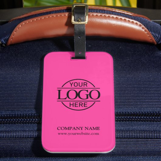 Elegant Bight Pink Business Logo Employee Travel Gepäckanhänger (Vorderseite Insitu 2)
