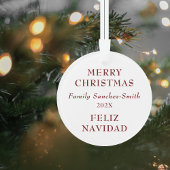 Elegant Bilingual Burgundy Birds Weihnachten Ornament