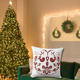 Elegant Bilingual Burgundy Birds Weihnachten Spani Kissen