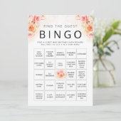 Elegant Bingo Peach Greenerity Brautparty Card Einladung (Stehend Vorderseite)