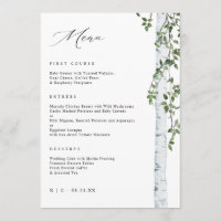 Elegant Birch Tree Aspen Greenerity Wedding Menu