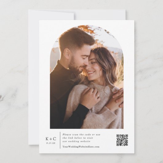 Elegant Birch Tree Boho Foto Wedding Einladung (Rückseite)