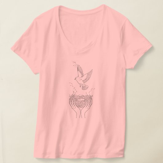 Elegant Bird and Nest Line Kunst, Dichtung und Mus T-Shirt (Ablage )