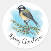 Elegant Bird Christmas Runder Aufkleber (Vorderseite)