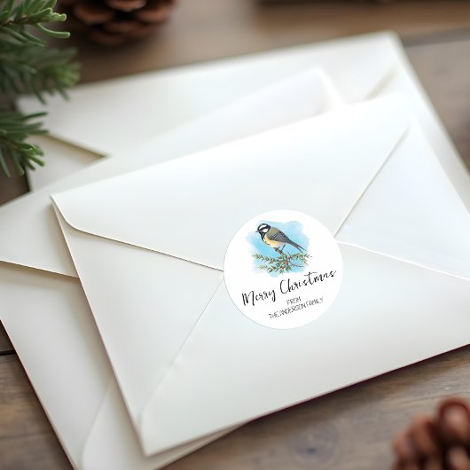 Elegant Bird Christmas Runder Aufkleber