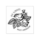 Elegant Bird mit Blume Book Ex Libris Gummistempel (Prägung)