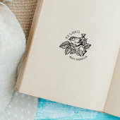 Elegant Bird mit Blume Book Ex Libris Gummistempel