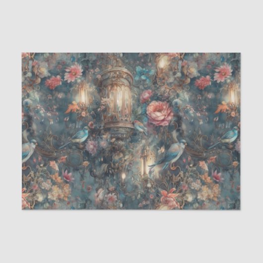 Elegant Bird und Lanterns Seidenpapier (Vorderseite)