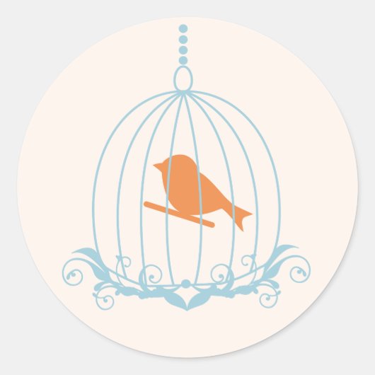 Elegant Birdcage Runder Aufkleber (Vorderseite)