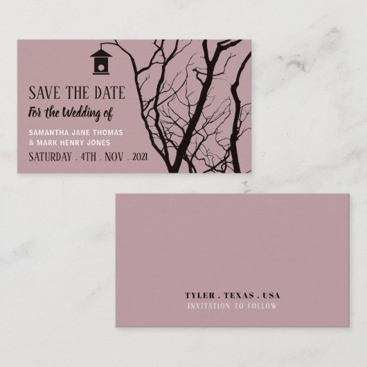 Elegant Birdhouse, Save the Date Begleitkarte (Vorne/Hinten)